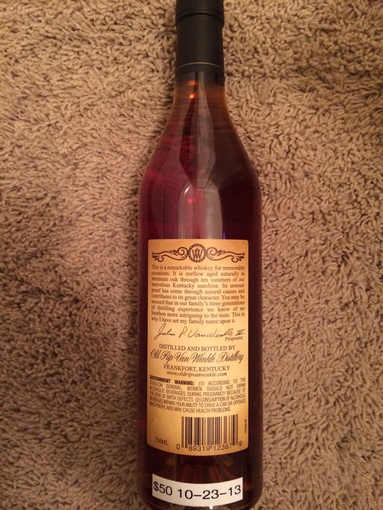 Old Rip Van Winkle 10 Year - Old Rip Van Winkle (750 mL) alcohol collectible - Main Image 2