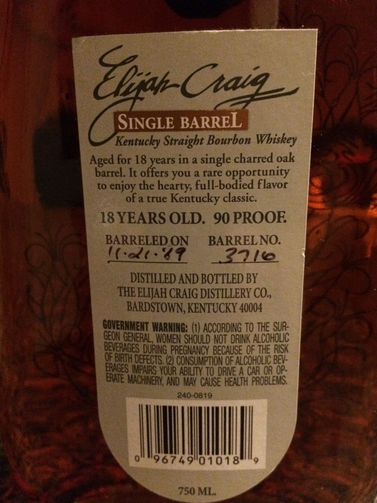 Elijah Craig 18 Year Single Barrel - Elijah Craig (750 mL) alcohol collectible - Main Image 2