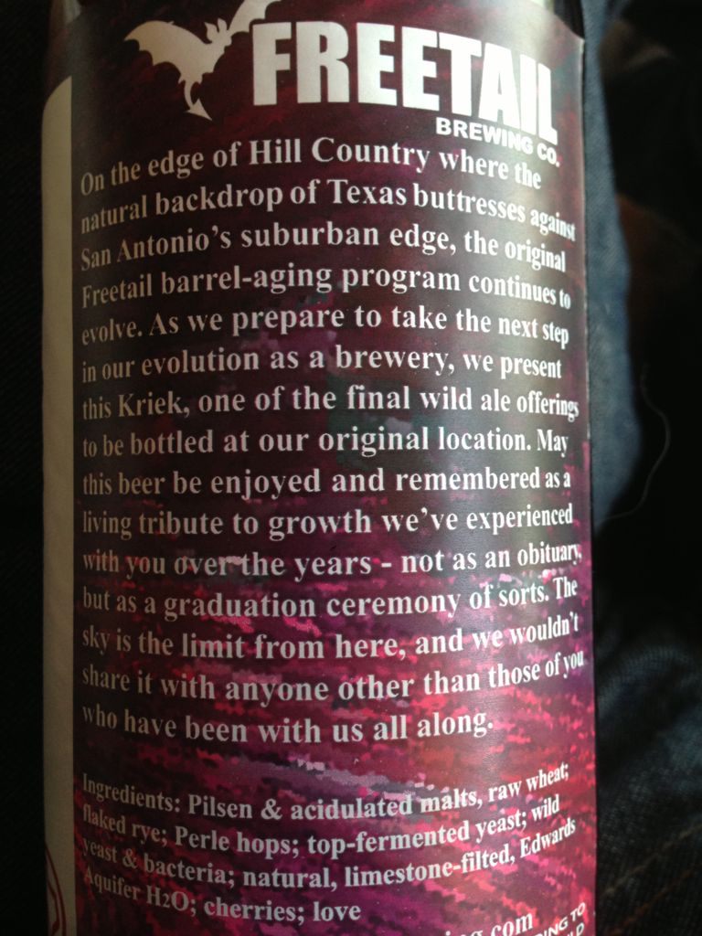 Salado Kriek - Freetail (22 fl. oz.) alcohol collectible - Main Image 2