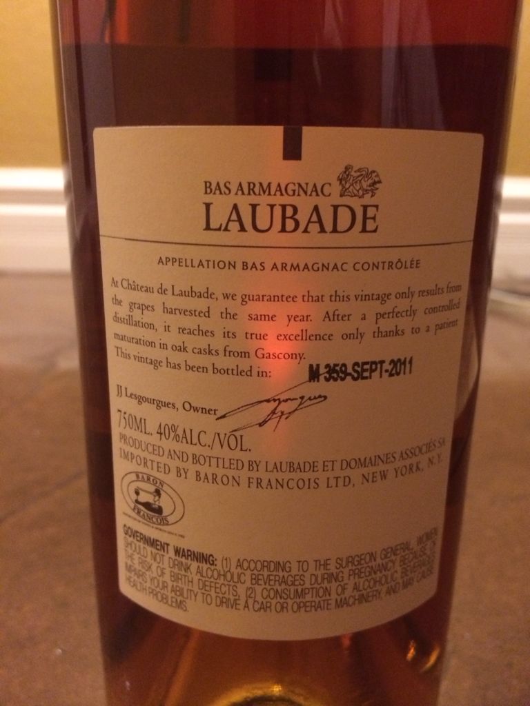 Laubade 1981 - Laubade Et Domaines Associes SA (750 mL) alcohol collectible - Main Image 2