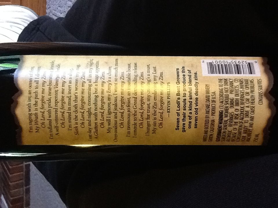 7 Deadly Zins - Michael David Winery (750 mL) alcohol collectible - Main Image 2
