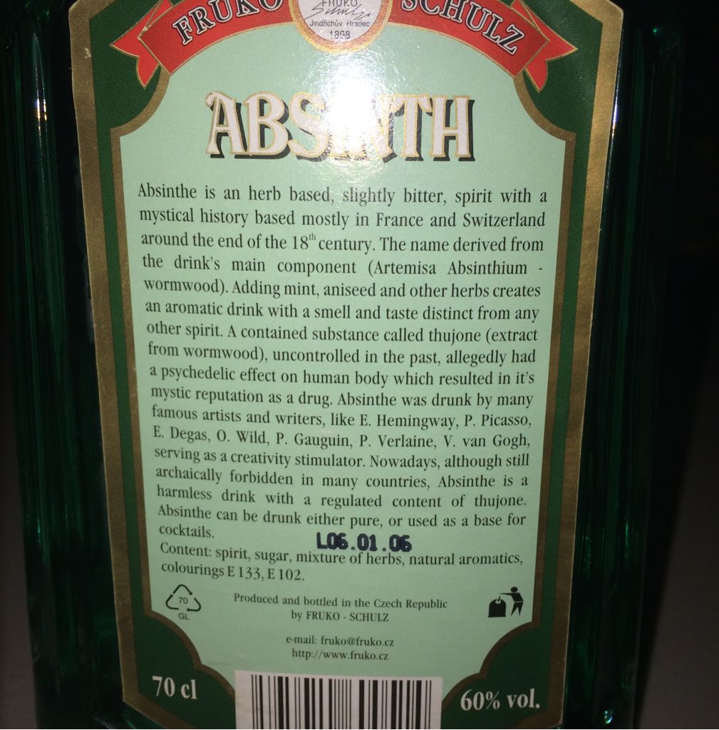 Absinth - Fruko-Schulz (700 mL) alcohol collectible - Main Image 2