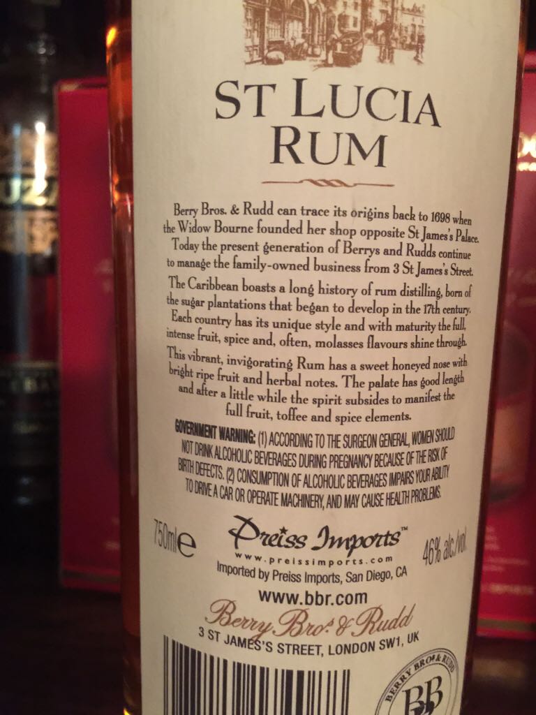 Berrys St Lucia - Berry Brothers & Rudd alcohol collectible - Main Image 2