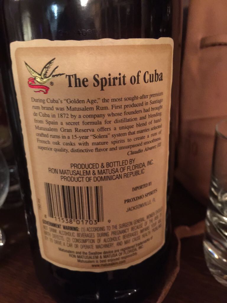 Ron Matusalem Rum - Ron Matusalem (750 mL) alcohol collectible - Main Image 2