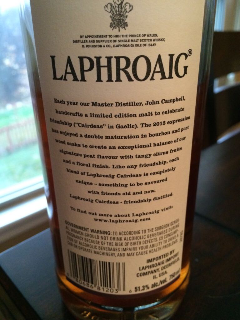 Laphroaig Cairdeas - D Johnston & Co. Laphroaig Distillery (750 mL) alcohol collectible - Main Image 2