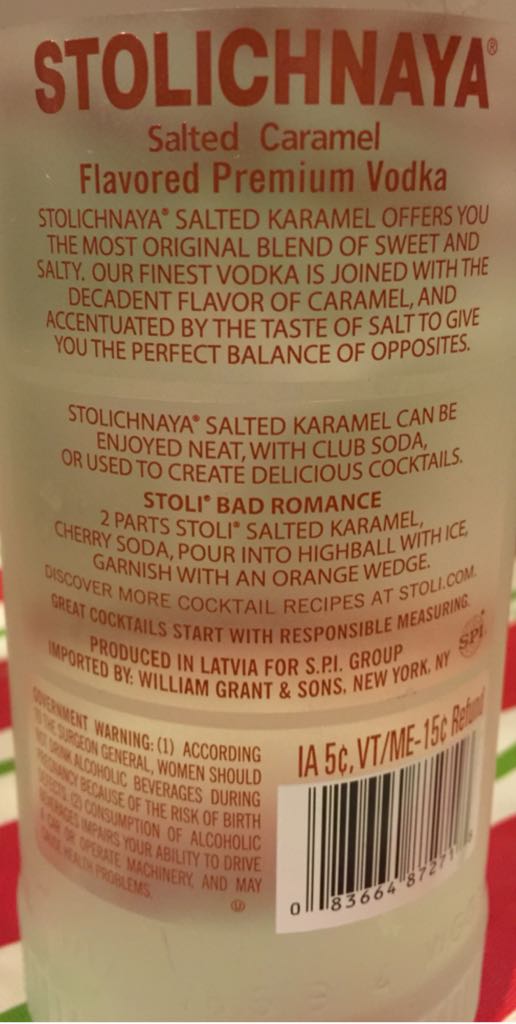 Stoli Salted Karamel - Stolichnaya (1 L) alcohol collectible - Main Image 2