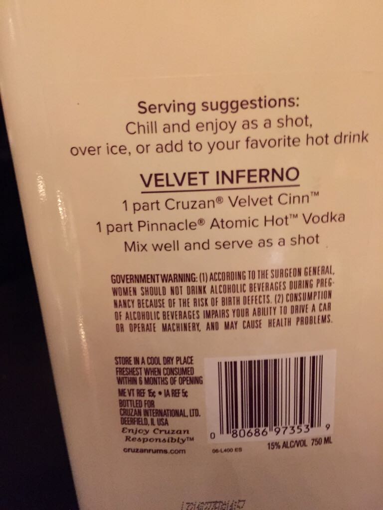 Velvet Cinn - Cruzan International Ltd. alcohol collectible - Main Image 2