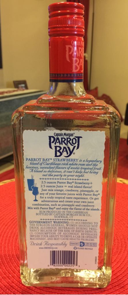 Captian Morgan Parrot Bay Strawberry - The Captian Morgan Rum Co. (750 mL) alcohol collectible - Main Image 2