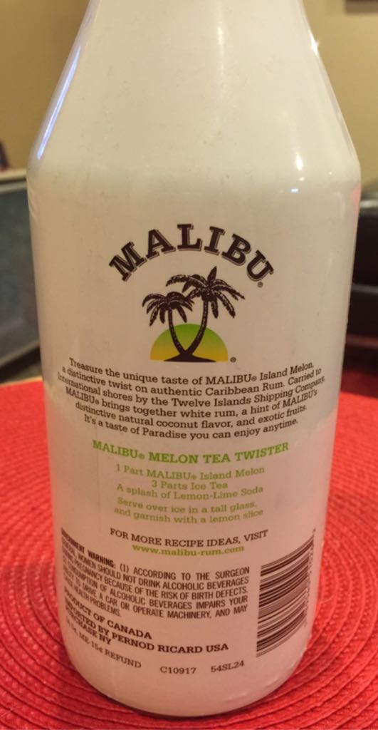 Malibu Island Melon - Pernod Ricard (50 mL) alcohol collectible - Main Image 2