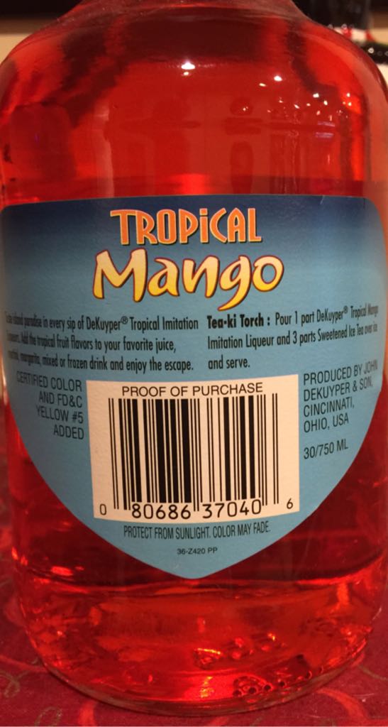 Dekuyper Tropical Mango - John Dekuper & Sons (750 mL) alcohol collectible - Main Image 2