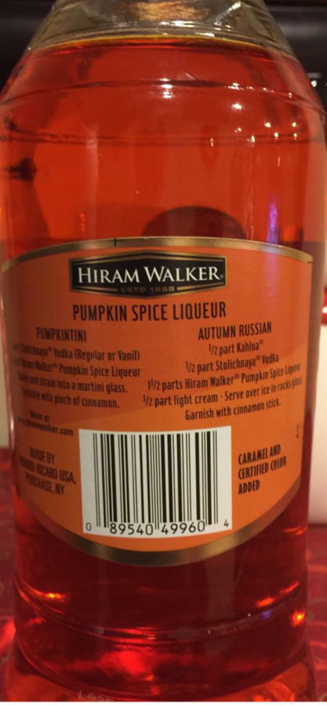 Hiram Walker Pumpkin Spice Liqueur - Hiram Walker (750 mL) alcohol collectible - Main Image 2