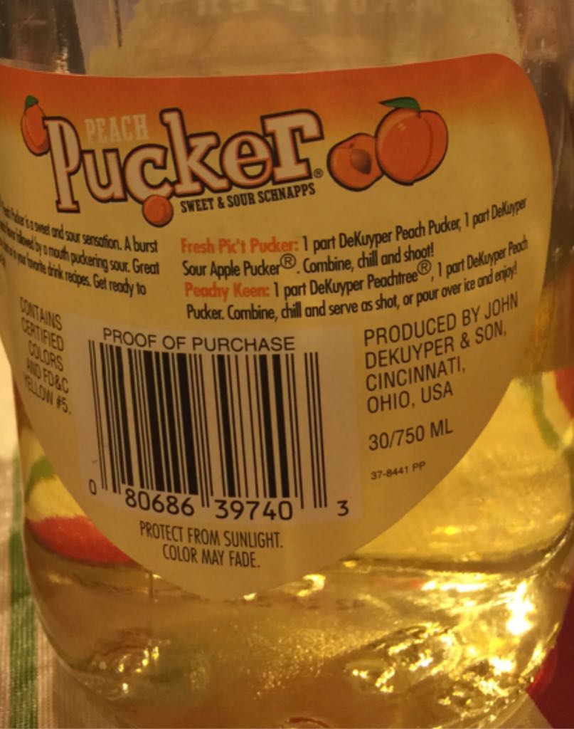 Dekuyper Peach Pucker - John Dekuper & Sons (750 mL) alcohol collectible - Main Image 2