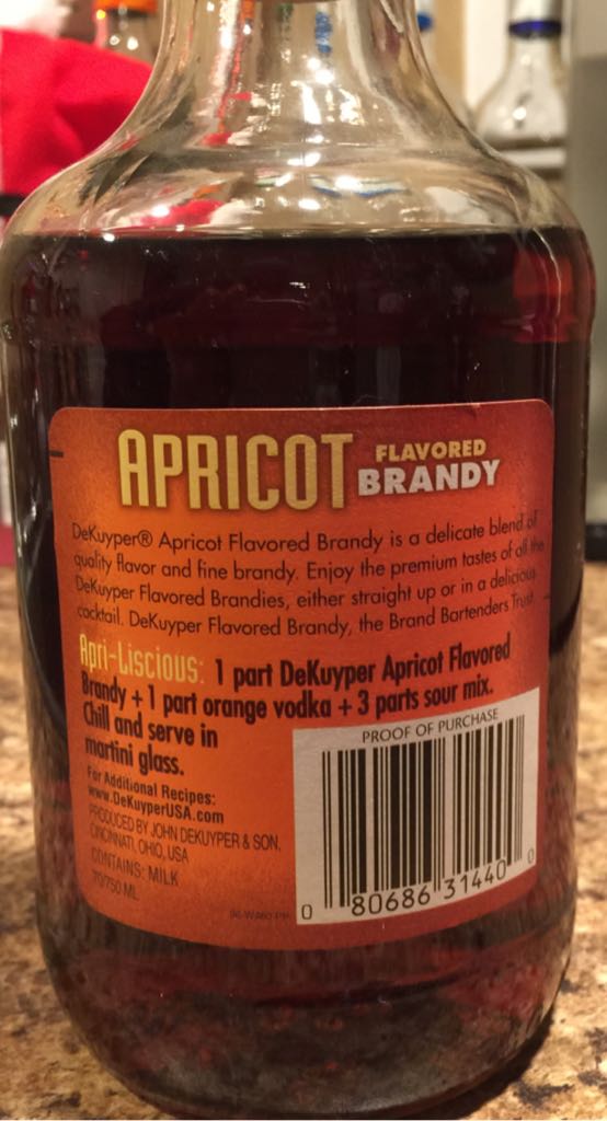 Dekuyper Apricot Brandy - De Kuyper (700 mL) alcohol collectible - Main Image 2