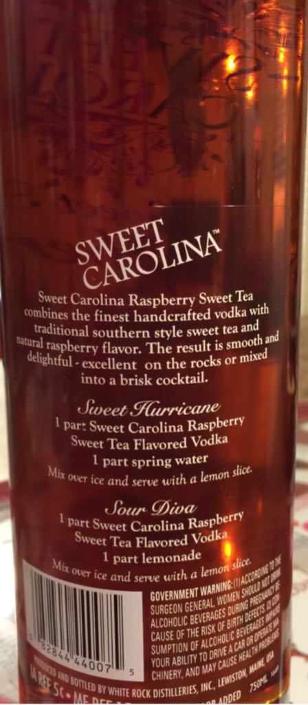 Sweet Carolina Sweet Tea Raspberry - Sweet Carolina (750 mL) alcohol collectible - Main Image 2