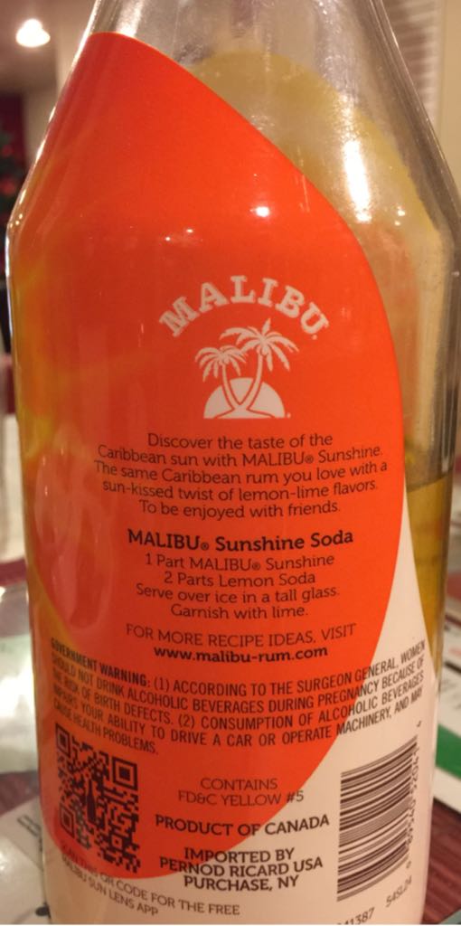 Malibu Sunshine  - Malibu (750 mL) alcohol collectible - Main Image 2
