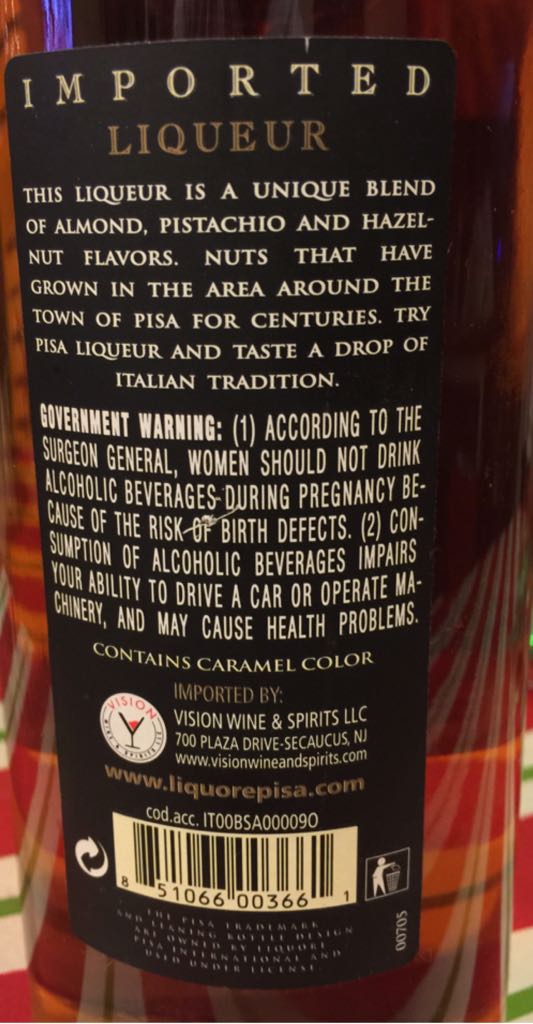 Pisa Liqueur - Italy (50 mL) alcohol collectible - Main Image 2