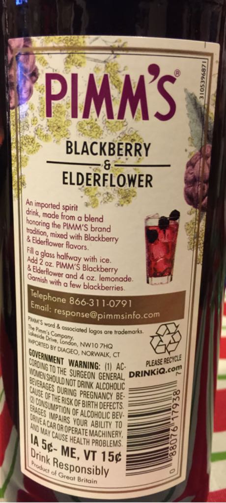 Pimn’s Blackberry & Elderflower Liqueur - Pimm’s  Co (750 mL) alcohol collectible - Main Image 2