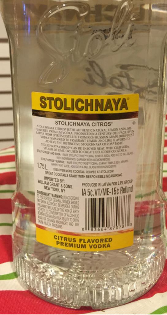 Stoli Citros  - Stolichnaya (1.75L) alcohol collectible - Main Image 2
