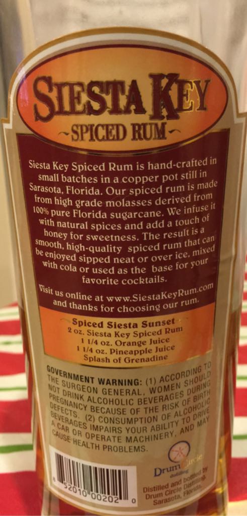 Siesta Key Spiced Rum - n/a (750 mL) alcohol collectible - Main Image 2