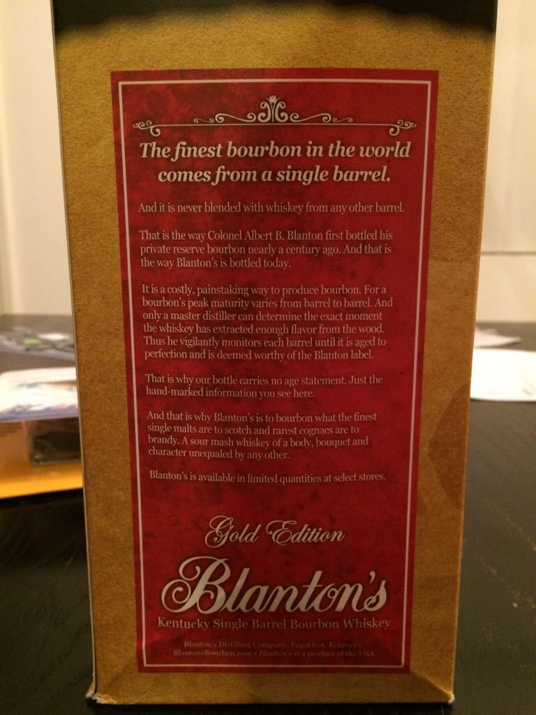 Blanton’s Gold Edition - Blanton Distilling Company (700 mL) alcohol collectible - Main Image 2