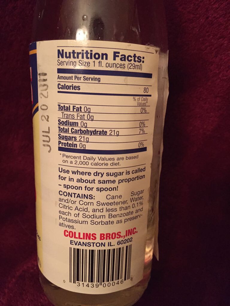 Collins Bar Syrup - Collins Bros. (370 mL) alcohol collectible - Main Image 2