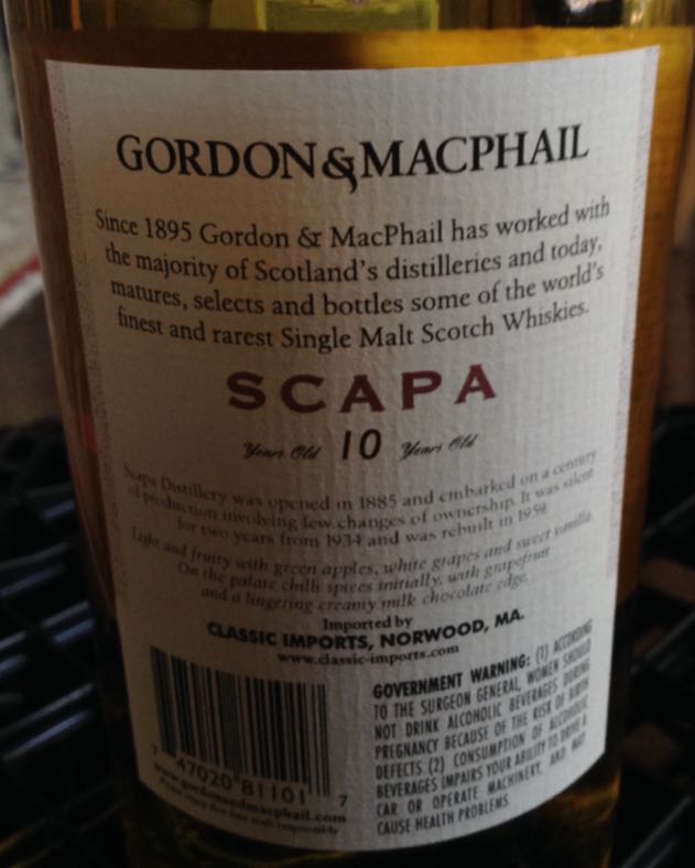 Scapa 10 - The Scapa Distillery Ltd (750 mL) alcohol collectible - Main Image 2