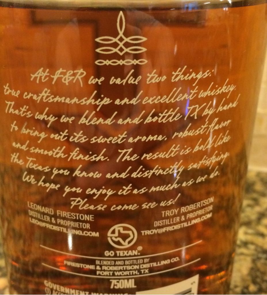 TX Blended Whiskey - Firestone & Robertson Distlling Co. (750 mL) alcohol collectible - Main Image 2