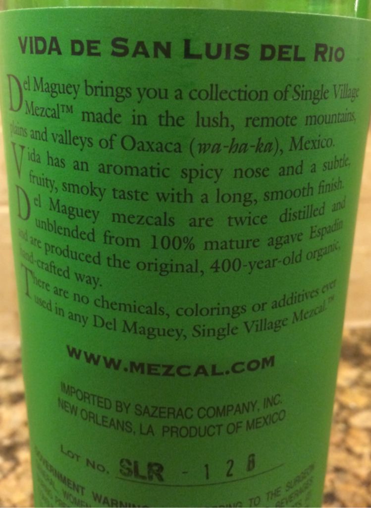 Vida Mezcal - Del Maguey Distillery (750 mL) alcohol collectible - Main Image 2