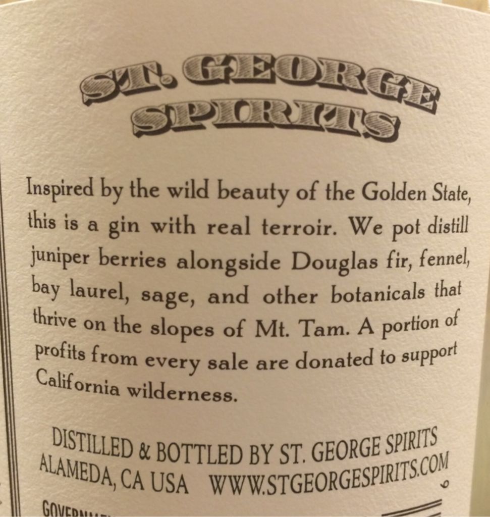 Terroir Gin - St. George (750 mL) alcohol collectible - Main Image 2