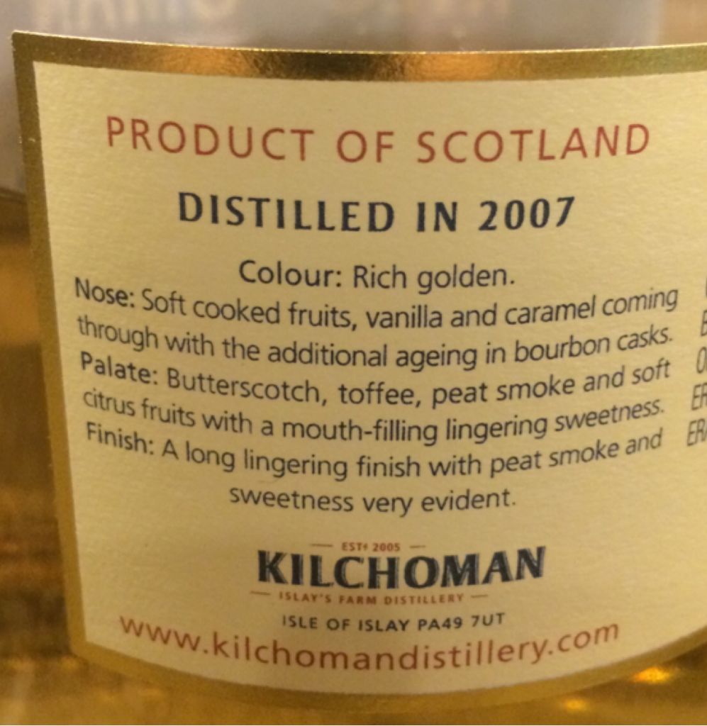 Kilchoman 2007 Vintage - Kilchoman Distillery (750 mL) alcohol collectible - Main Image 2