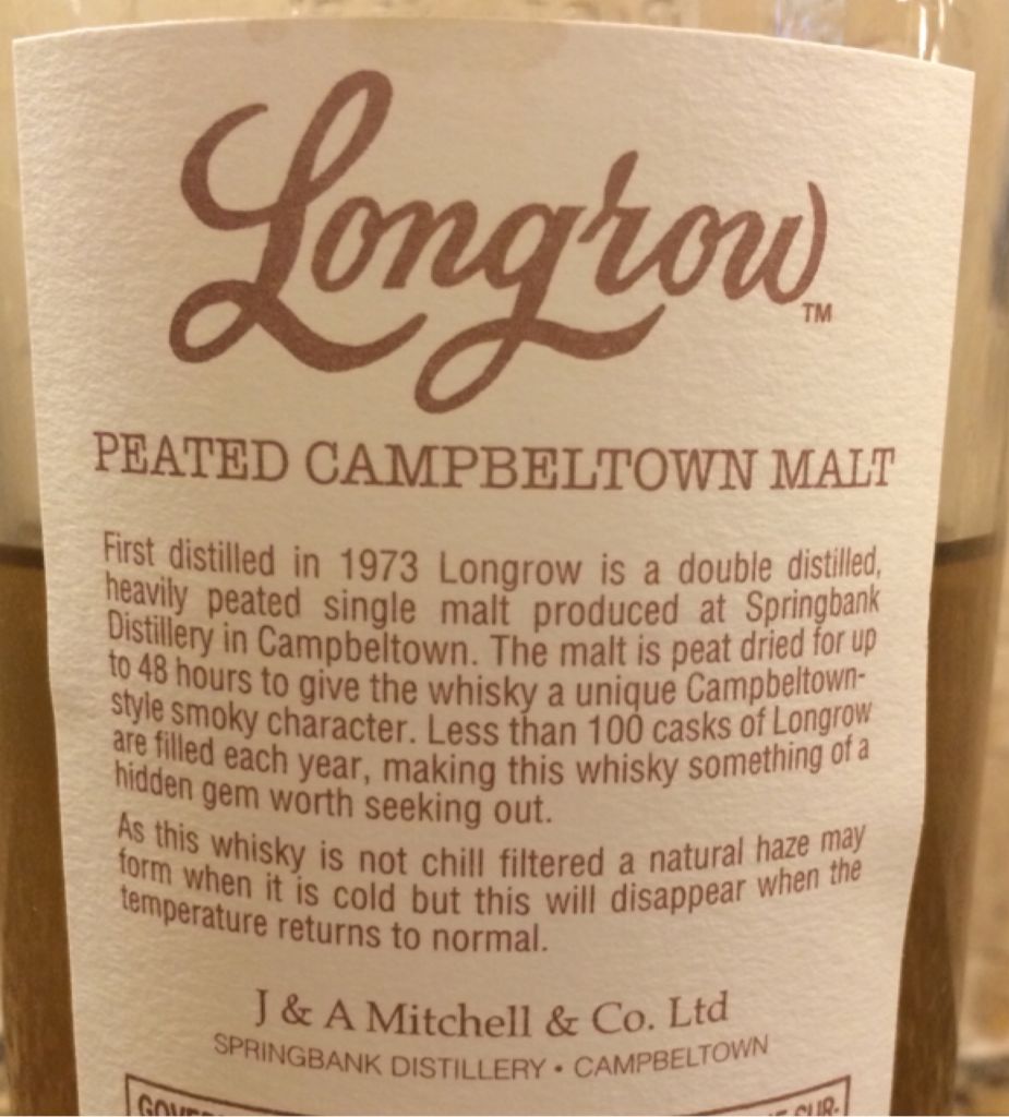Longrow Peated - Springbank Distillery (750 mL) alcohol collectible - Main Image 2