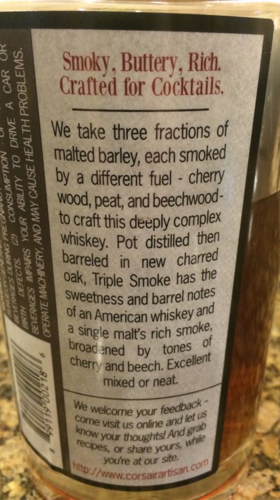 Corsair Triple Smoke Small Batch - Corsair Artisan LLC (750 mL) alcohol collectible - Main Image 2