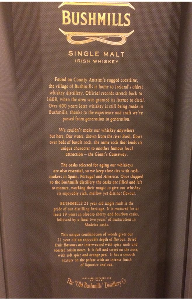 Bushmills 21 Year - The Old Bushmills’ Distillery (750 mL) alcohol collectible - Main Image 2