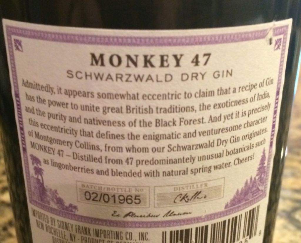 Monkey 47 Schwarzwald - Black Forest Distillers  Germany (500mL) alcohol collectible - Main Image 2