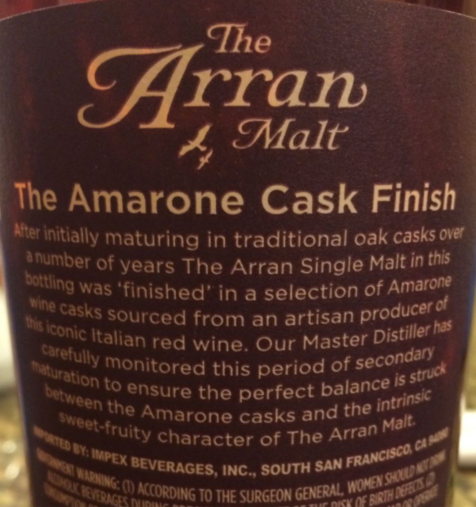 Arran Amarone Cask Finish - Isle Of Arran Distillers (750 mL) alcohol collectible - Main Image 2