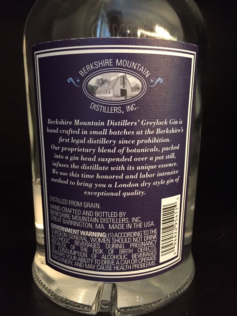 Greylock Gin - Berkshire Mountain Distillers, Inc. alcohol collectible - Main Image 2