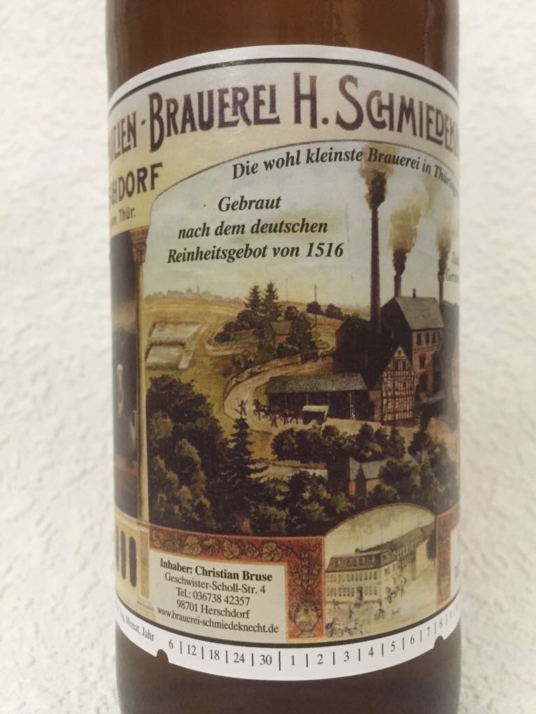 Schmiedeknecht - Pils (naturtrüb) - Schmiedeknecht, Herschdorf (Familienbrauerei) (500 mL) alcohol collectible - Main Image 2