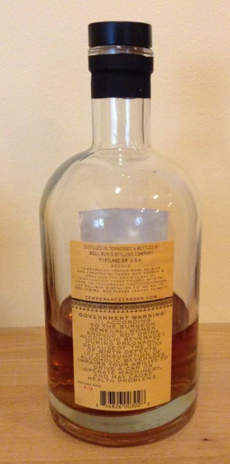 Temperance Bourbon - Bull Run Oregon (750 mL) alcohol collectible - Main Image 2