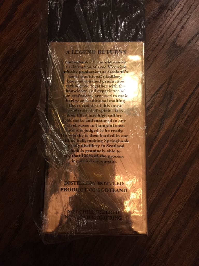 Springbank 21 Year - Springbank Distillery (750 mL) alcohol collectible - Main Image 2