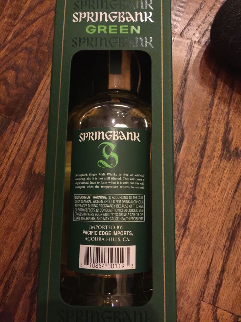 Springbank Green - Springbank Distillery (750 mL) alcohol collectible - Main Image 2