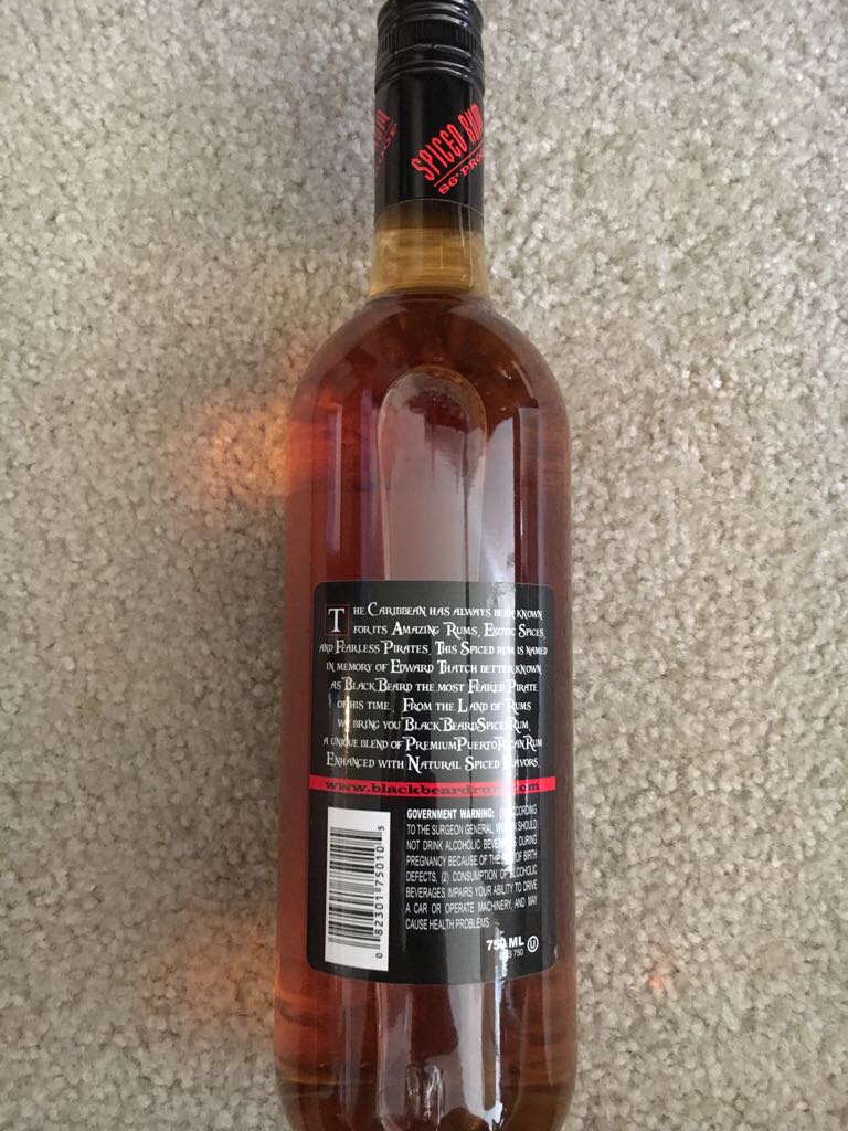Blackbeard Spiced Rum  - Distilleria Serrales Inc (750 mL) alcohol collectible - Main Image 2