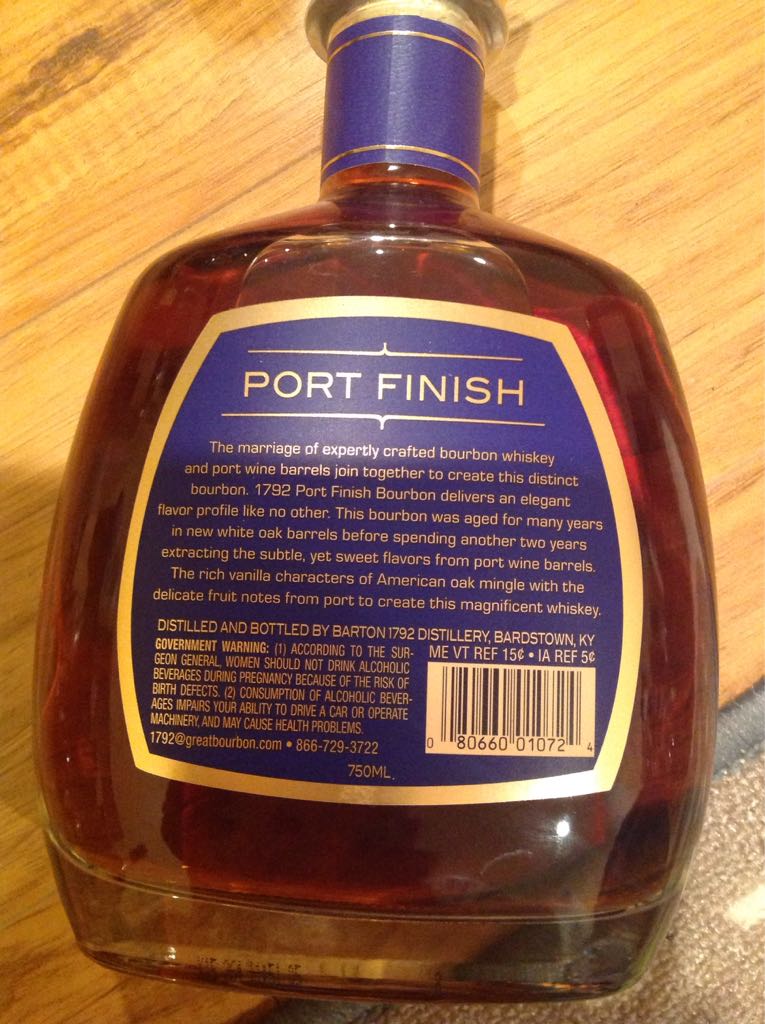 1792 Port Finish - Barton Distilling Company (750 mL) alcohol collectible - Main Image 2