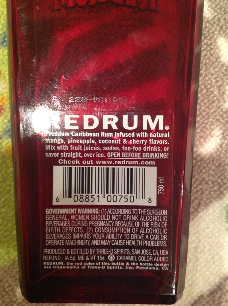 Redrum - Three-D Spirits, San Jose, CA, USA alcohol collectible - Main Image 2