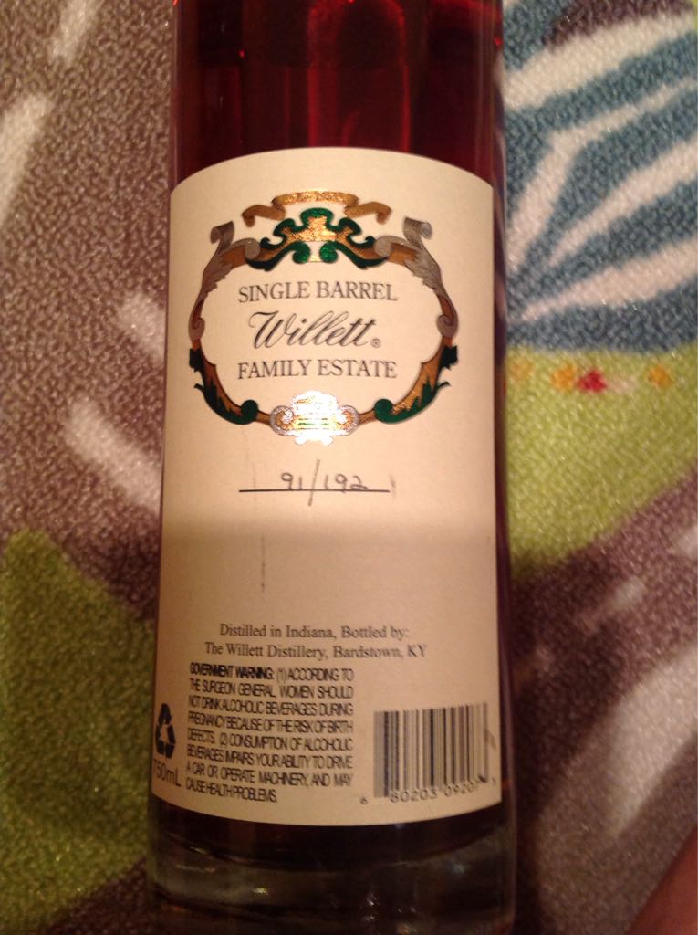 Willet Family Estate Bottled Single Barrel Rye 7yer - Willett Distillery (750 mL) alcohol collectible - Main Image 2