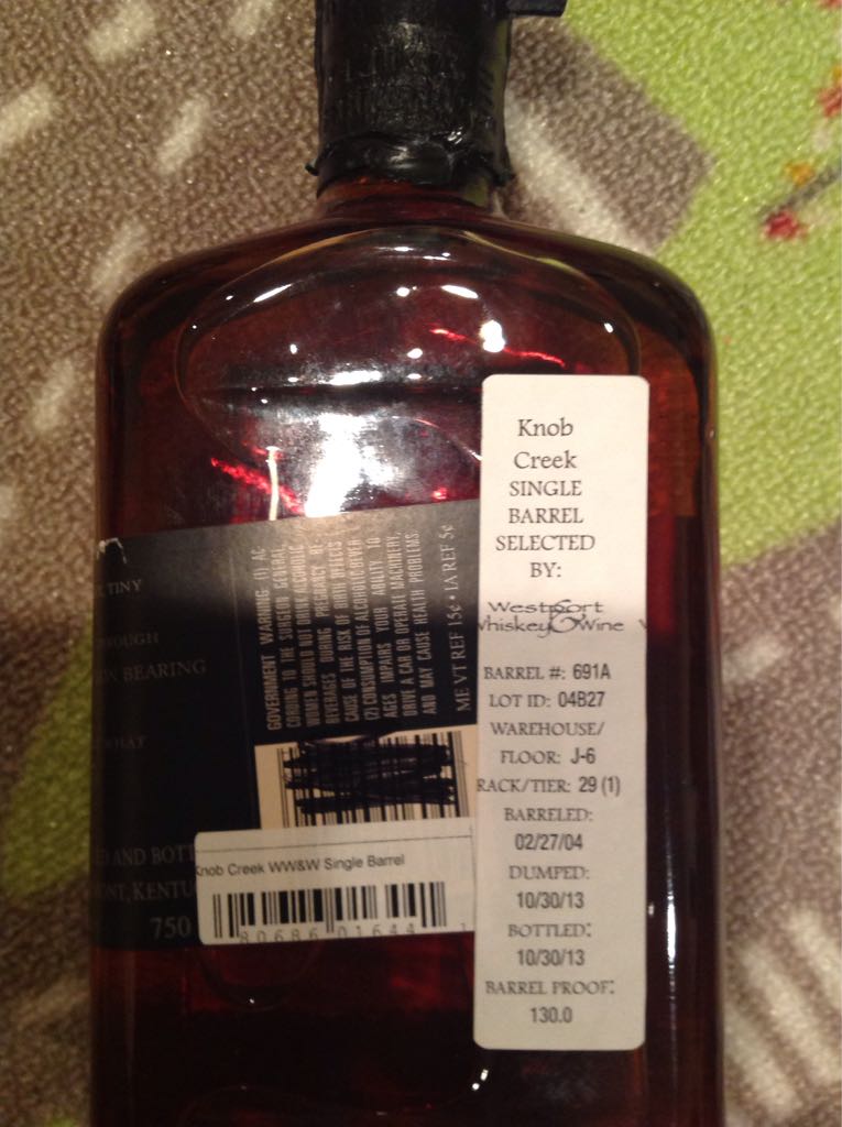 Knob Creek Single Barrel WW&W #691A - Jim Beam Distillery alcohol collectible - Main Image 2