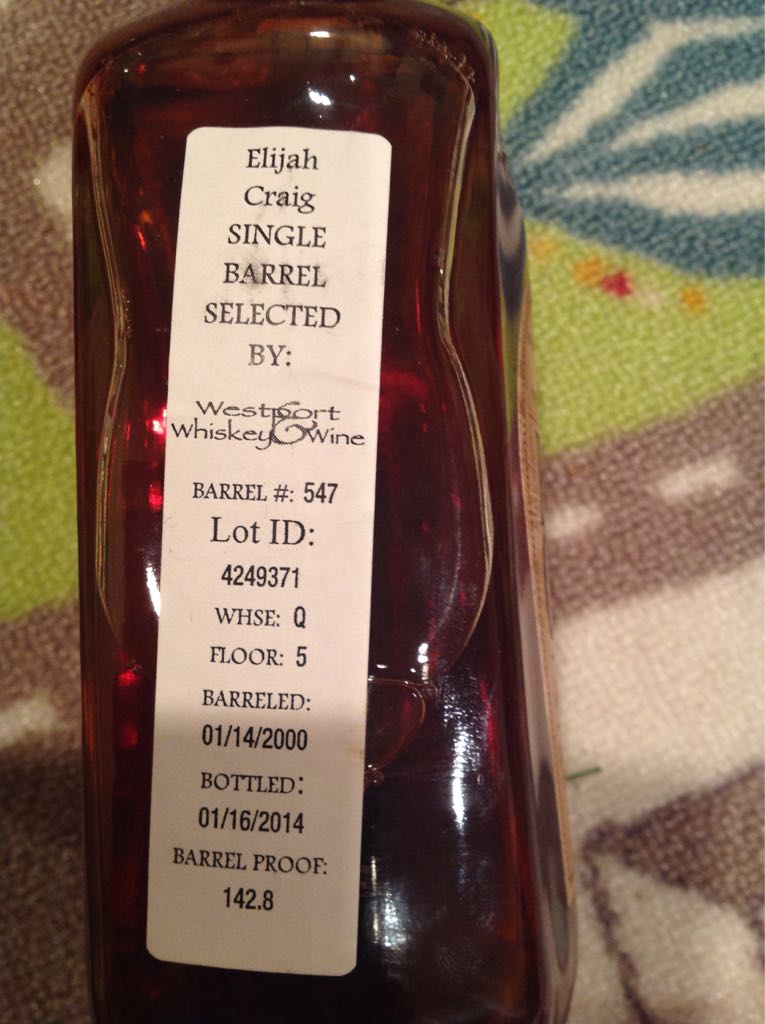 Elijah Craig 12 Year Single Barrel WW&W #547 - Heaven Hill Distillery alcohol collectible - Main Image 2
