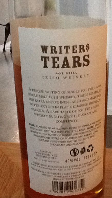 Writers Tears Pot Still Irish Whisky - Writers Tears (750 mL) alcohol collectible - Main Image 2