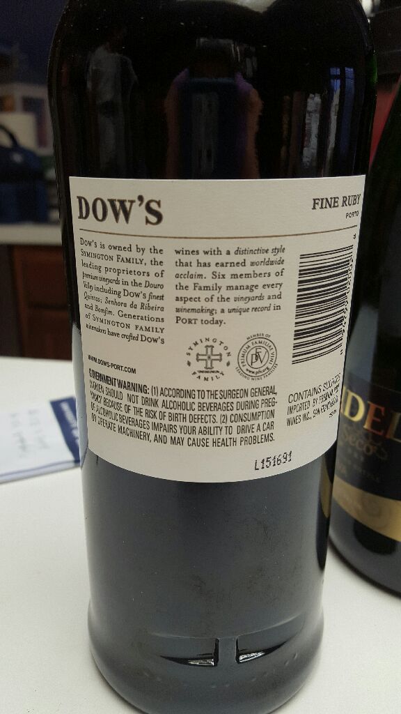 Dow’s Fine Ruby Port - Symington Family (750) alcohol collectible - Main Image 2