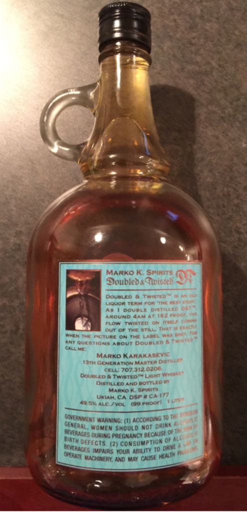 Doubled & Twisted  - Marko K. Spirits (1L) alcohol collectible - Main Image 2