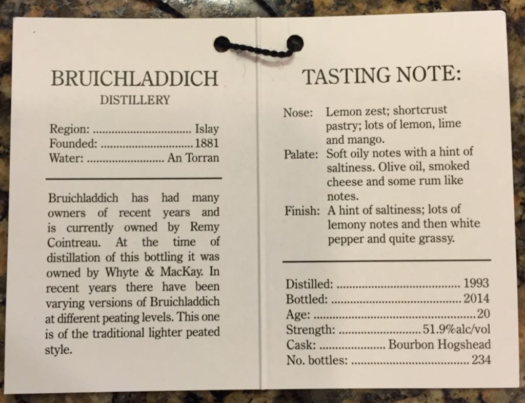 Bruichladdich 20 Year (Cadenhead I.B.) - Bruichladdich Distillery (750 mL) alcohol collectible - Main Image 2